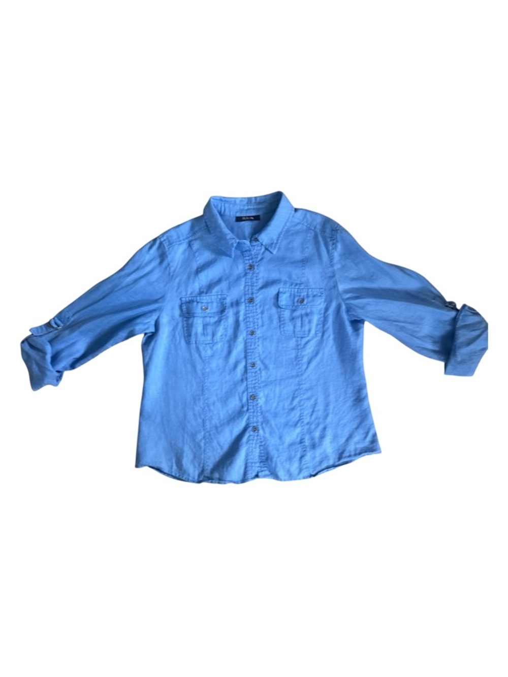 Style & Co Linen Camp Shirt Blue Size 12